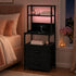 Levede Bedside Table with Charging Station LED Lights Black-2100034980859219974