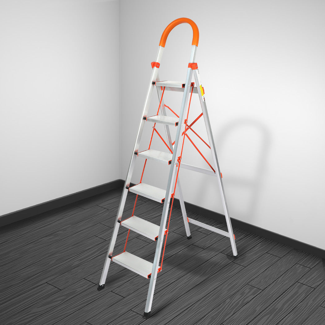 Traderight 6 Step Ladder Folding Aluminium-1864184280054370310