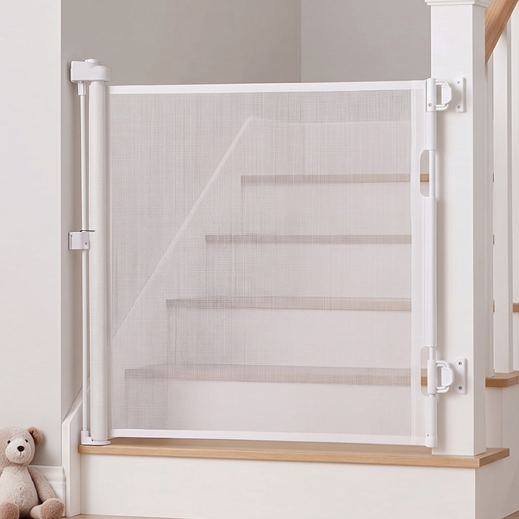 BoPeep Retractable Baby Gate 150cm No Drill One-Hand Lock  for Hallways Grey-2100034971254263814