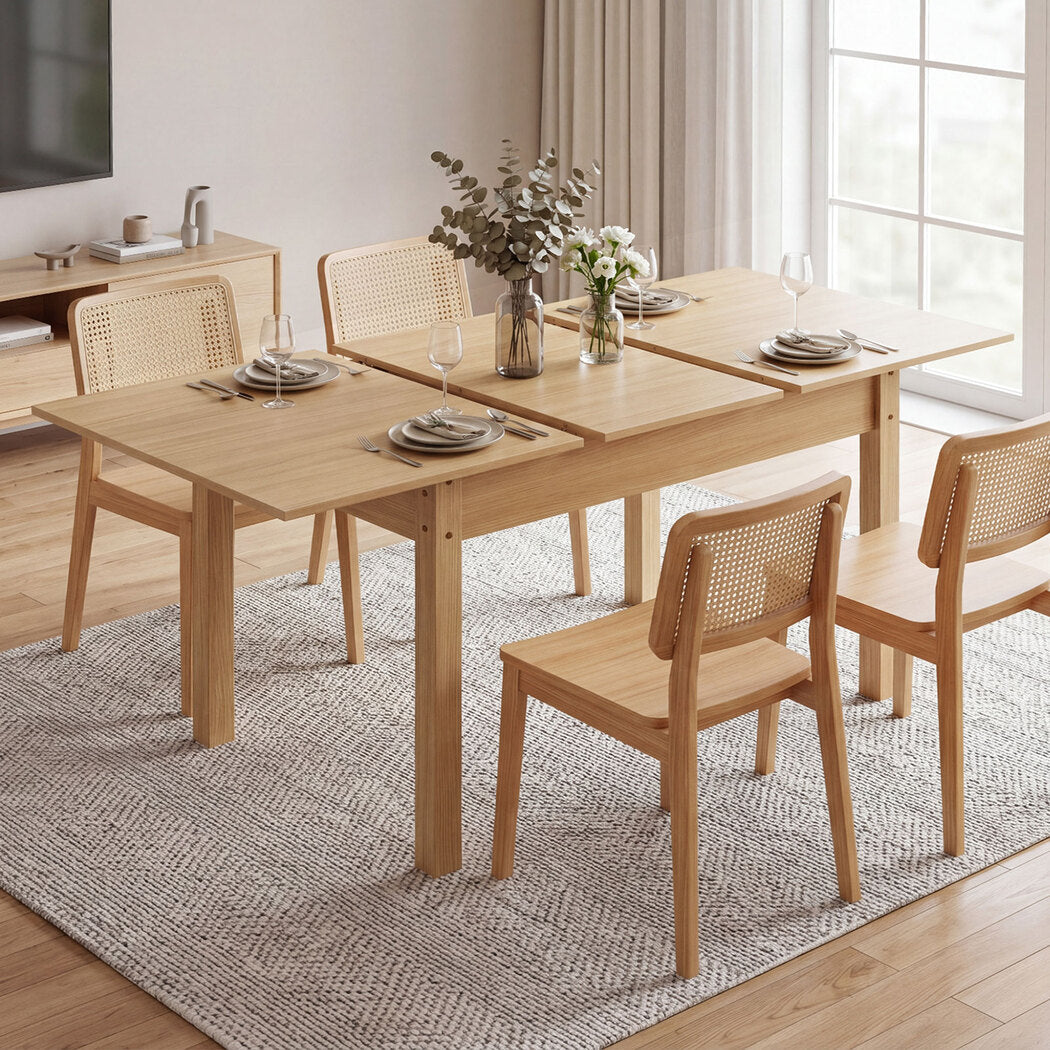 Levede Extendable Dining Table Oak Finish 4-6 Seater Wooden Kitchen 110-150cm-2072893553603907590
