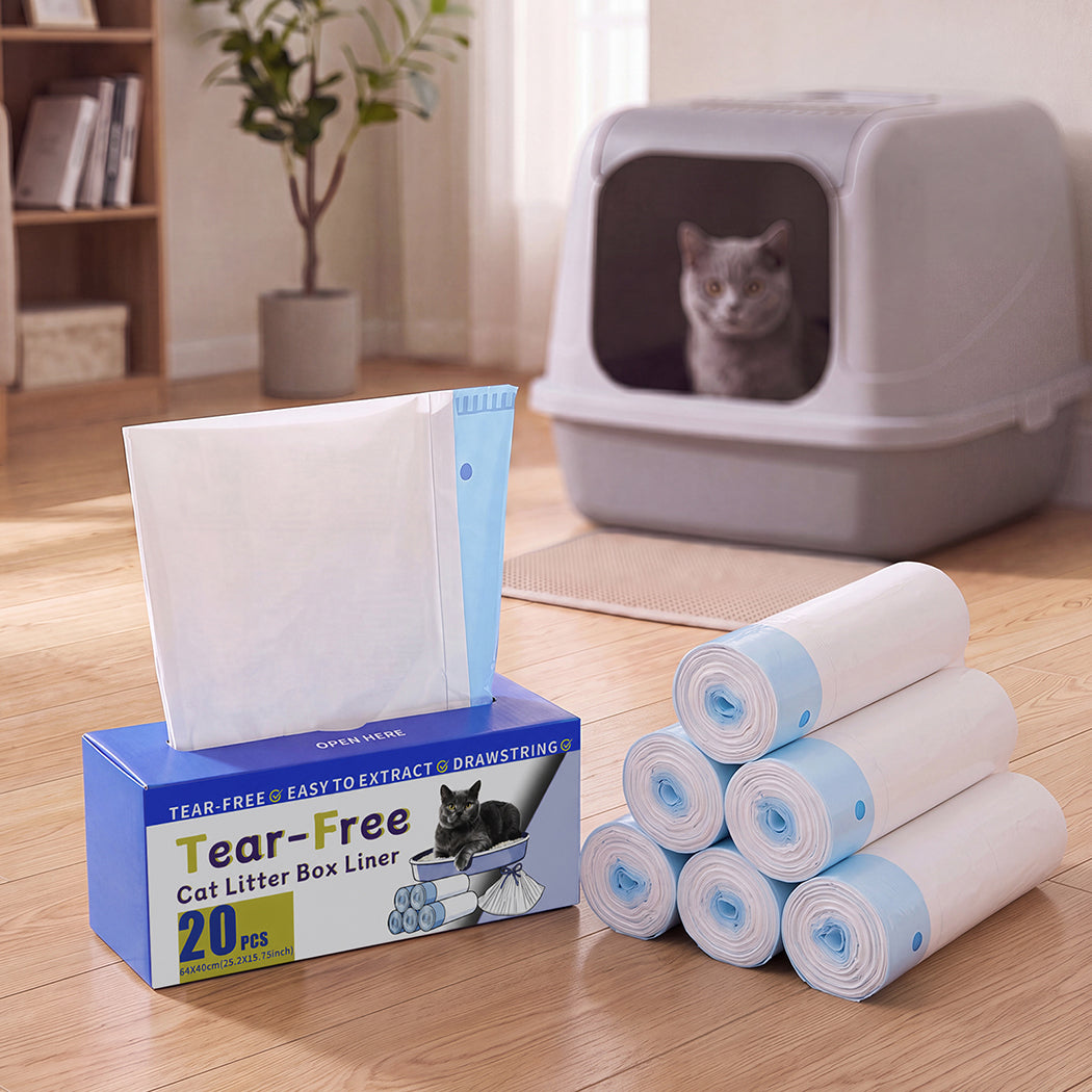 Pawz Cat Litter Bags 120Count Drawstring Cat Poop Bags HDPE White Blue-2100034990296403974