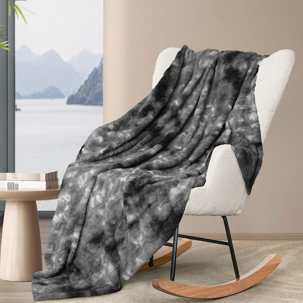 Dreamz Luxury Tie-dyed Blanket Grey 127cm x 152cm-1894516718584336391