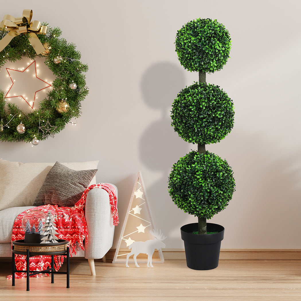 Lambu Artificial Triple Ball Boxwood Trees-2006732894076276742