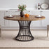 Levede Dining Table 120cm Round Dining Table 30mm MDF Retro Brown-2100034939201392646