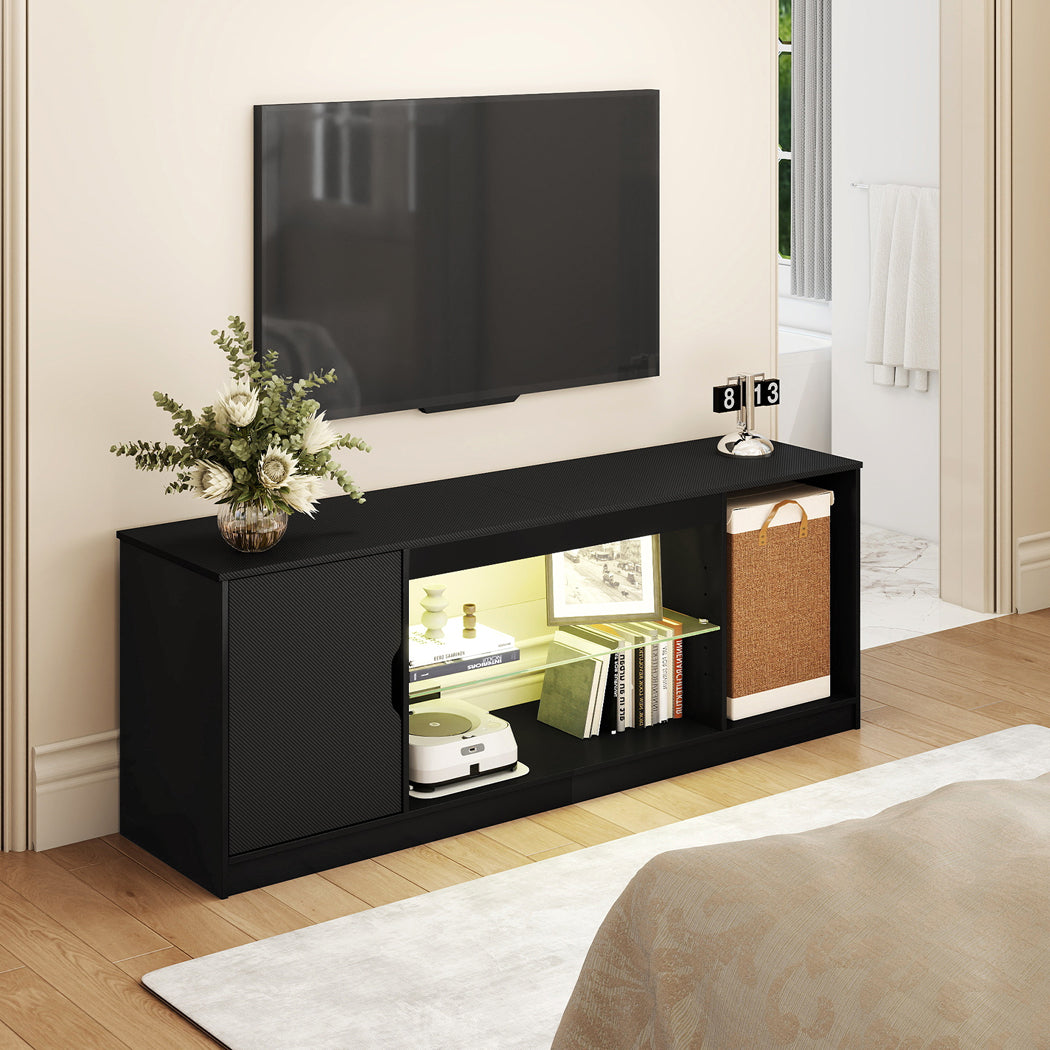 Levede TV Stand Storage with LED 140cm Black-2011971130793005062