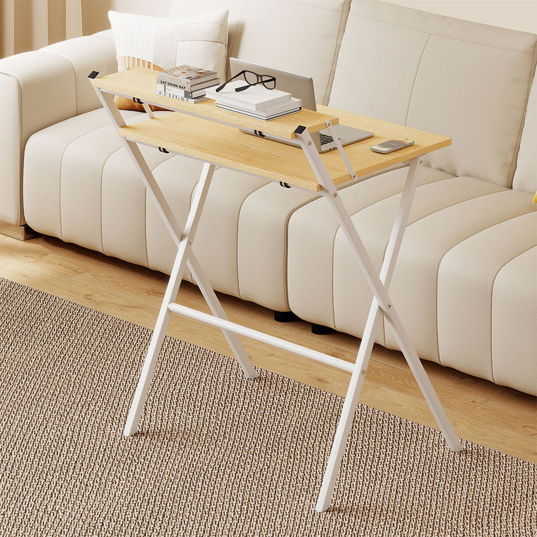 Levede Foldable Computer Desk Office Study Desk Oak-2011971108705800198