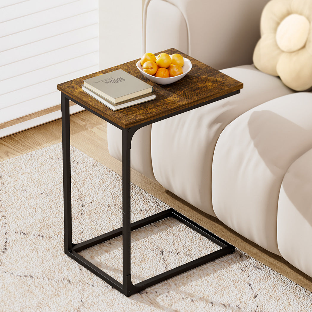 Levede C-shaped End Table Side Sofa Coffee Wood Overbed Laptop Table Industrial-1894516736091361286