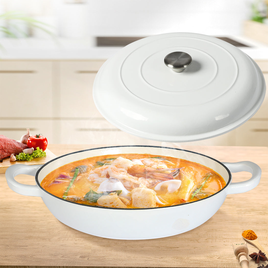 TOQUE 3.5L Enamel Dutch Oven Pan in White Colour-1864184348887093254
