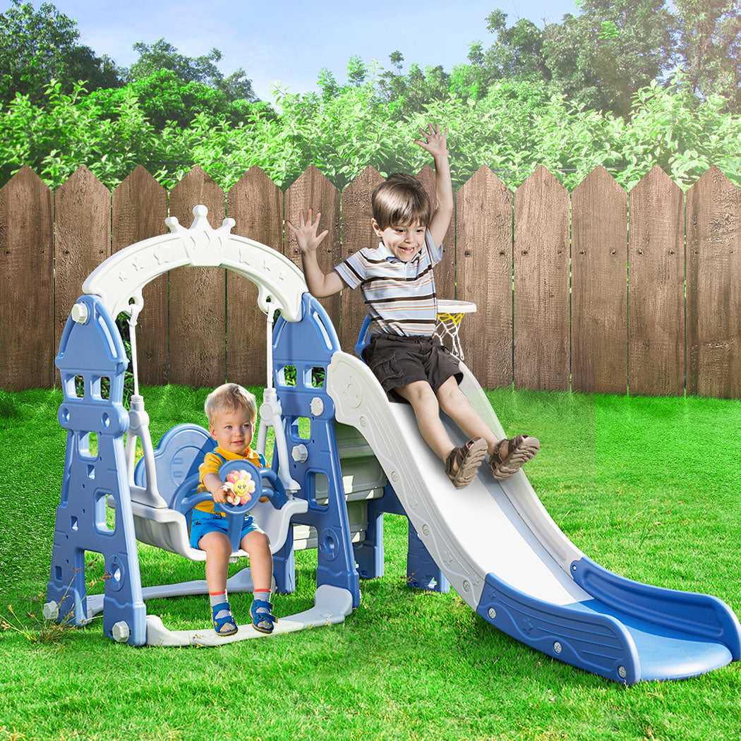 BoPeep Kids Slide Swing Basketball Ring Blue-2006733202248568838