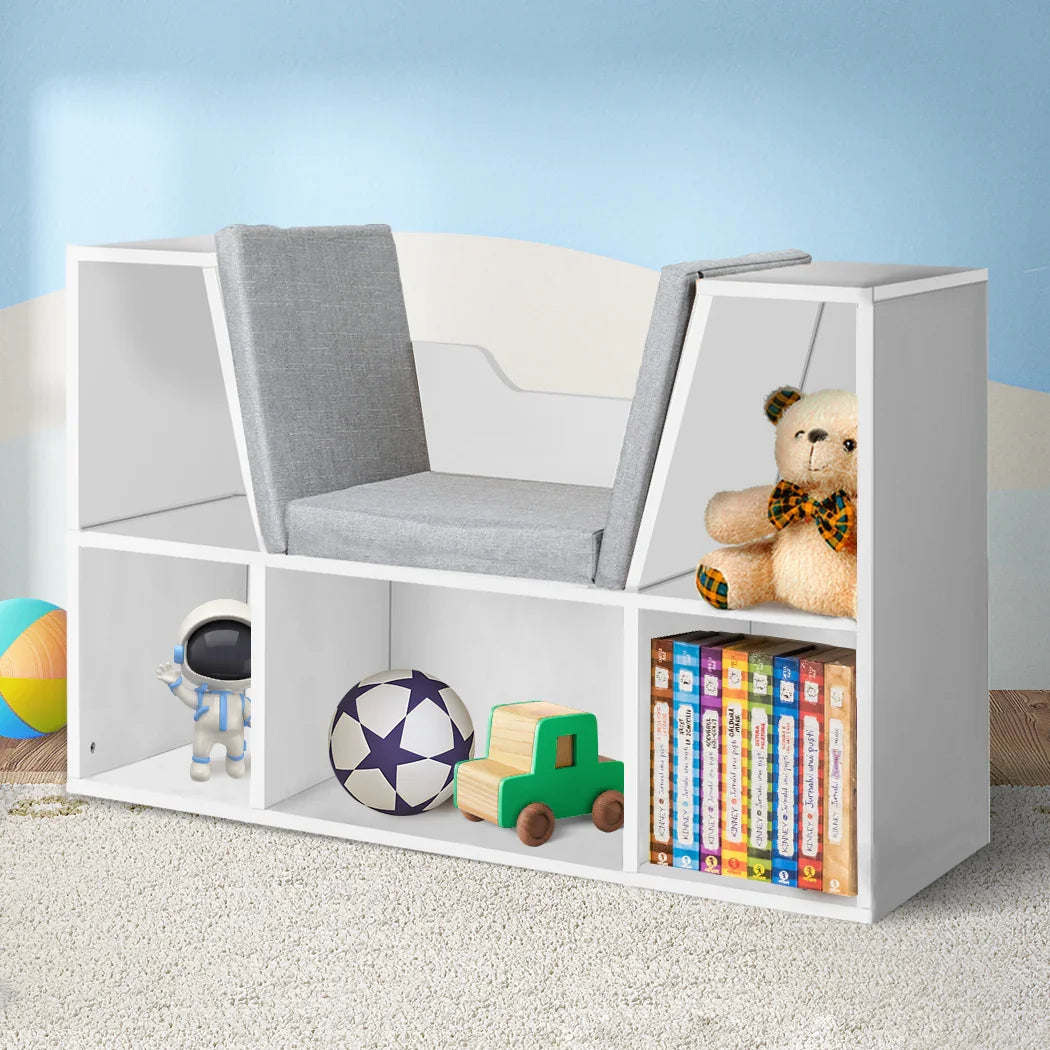 Levede Kids Bookcase Toys Box Shelf White-2018816833779535878