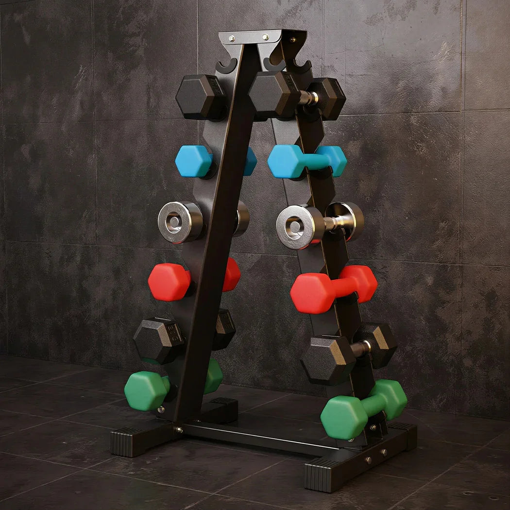 Centra Dumbbells Rack 6 Tier Stand Home Gym Exercise Storage 400kg Capacity-2050056789659095046