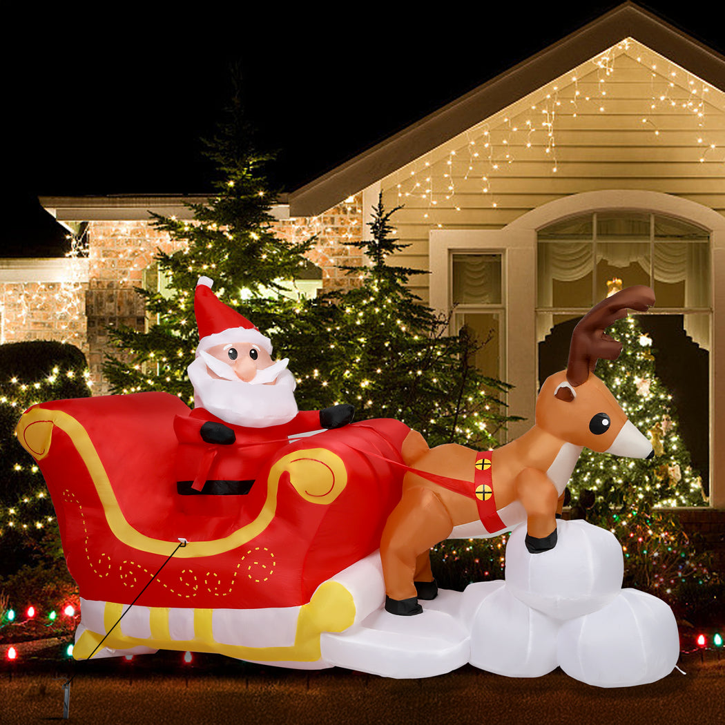 Santaco Christmas Inflatables Outdoor Santa Claus Reindeer Sleigh Lights Decor-1950769999287291910