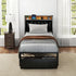 Levede Single Bed Frame Leather Headboard RGB 2 Drawers-2050056739788820486