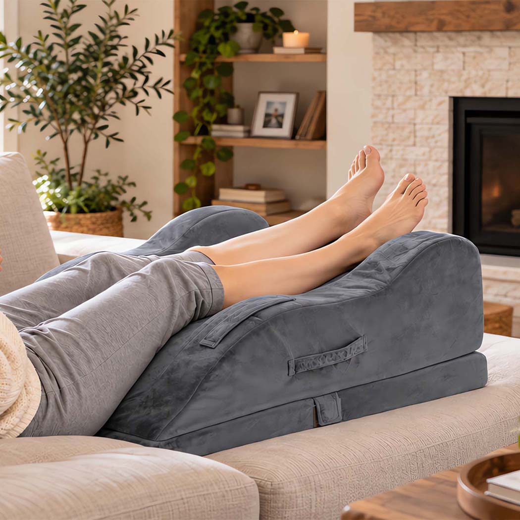 DreamZ Leg Elevation Pillow After Surgery Gel Memory Foam Double Leg Grey-2109799598040748039