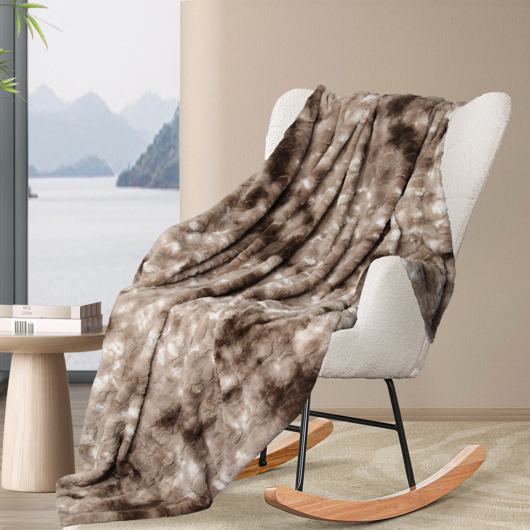 Dreamz Luxury Tie-dyed Blanket Brown 152cm x 203cm-1894516718110380039