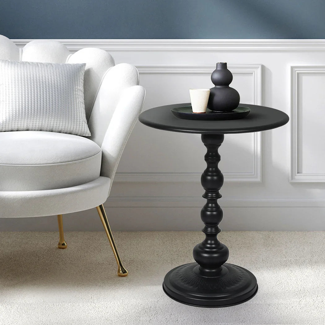 Levede Side Table Vintage End Round Black-2029387286042513414