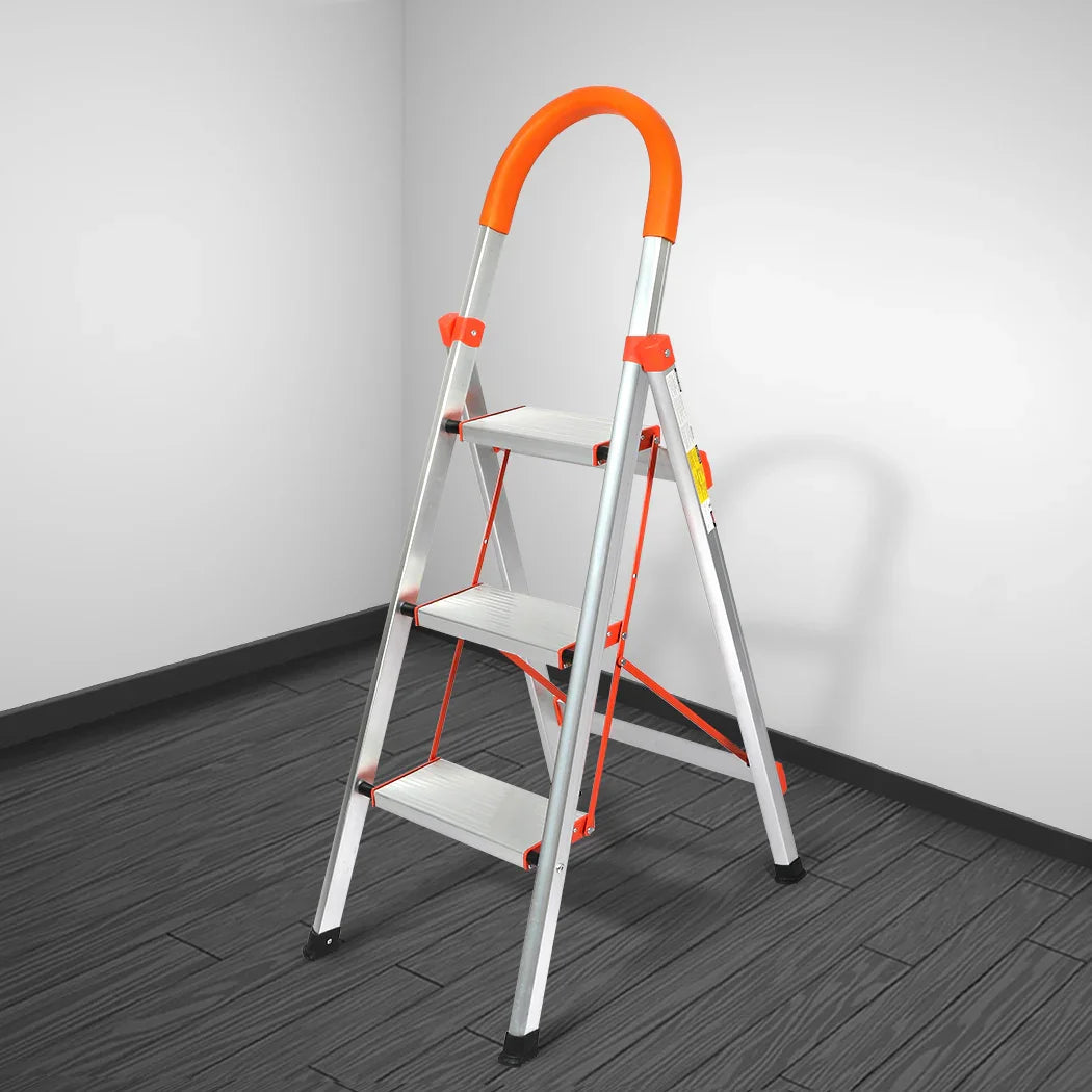 Traderight 3 Step Ladder Folding Aluminium-2018816750803619846