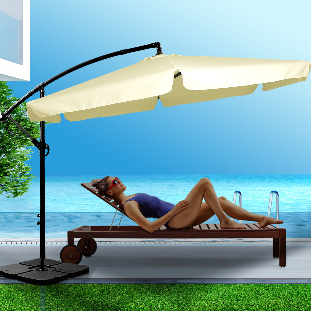 Mountview 3M Outdoor Umbrella Beach Beige With Base-1864184448237572102