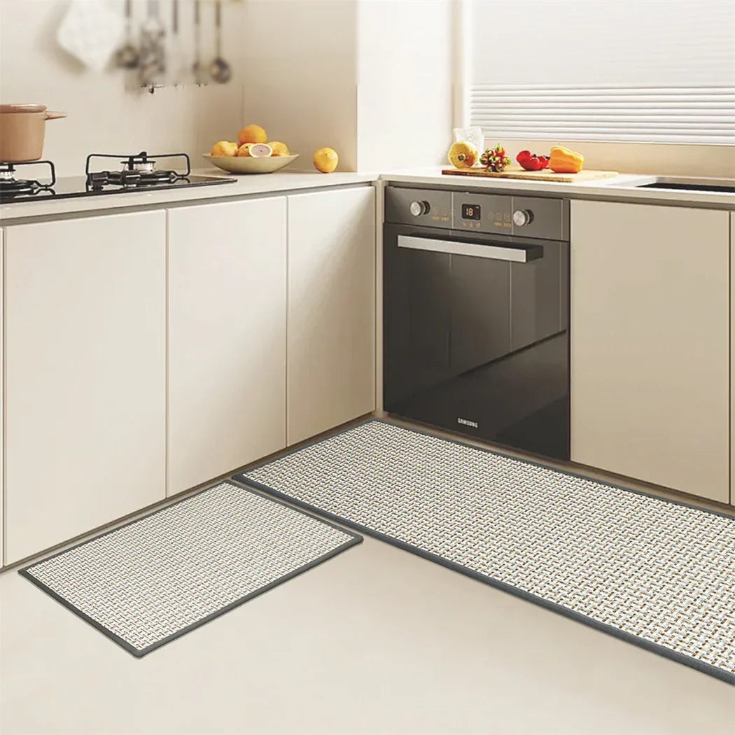 Marlow Kitchen Rug 2PCS Woven Non Slip Absorbent Grey-2018816694125989894