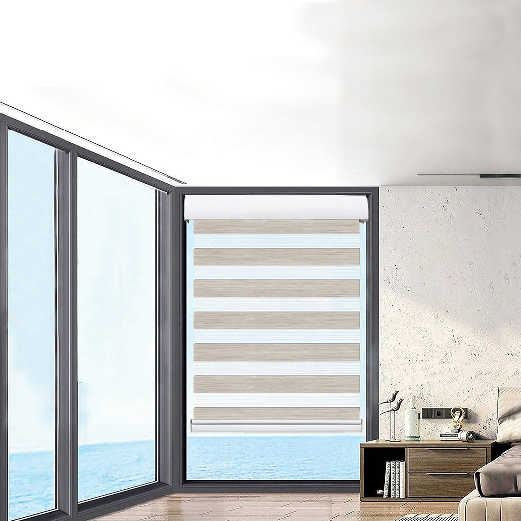 Marlow Blackout Zebra Roller Blind Curtains 60x210 Beige-2065254606371426310