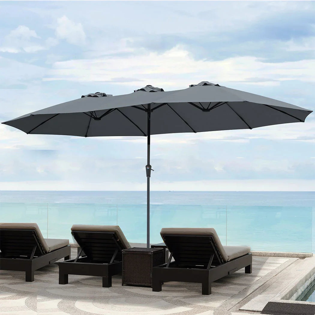 Centra 4M Double-sided Patio Umbrella Outdoor Umbrella Base Stand Grey-2018816836216426502