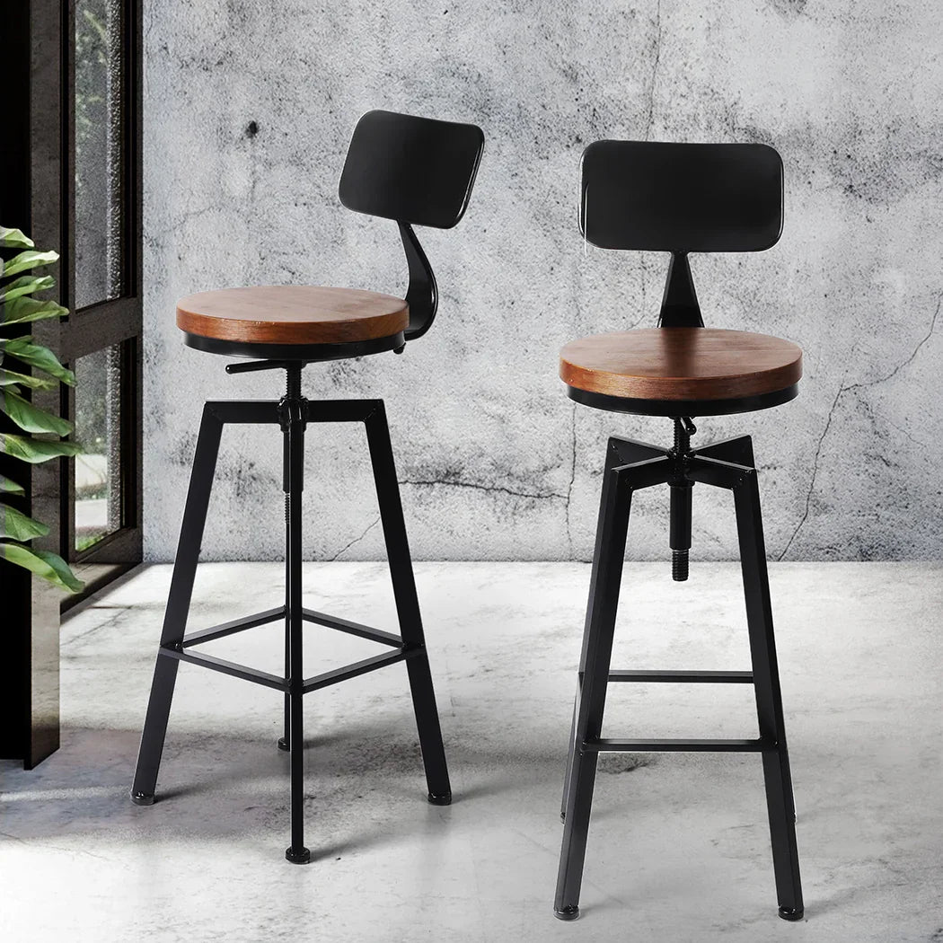 Levede 4x Bar Stool Kitchen Wooden Metal-2018816932970631174