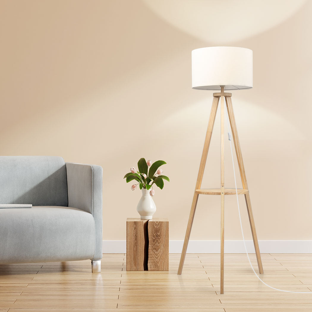 EMITTO Tripod Floor Lamp with Shelf-1864184397029314566