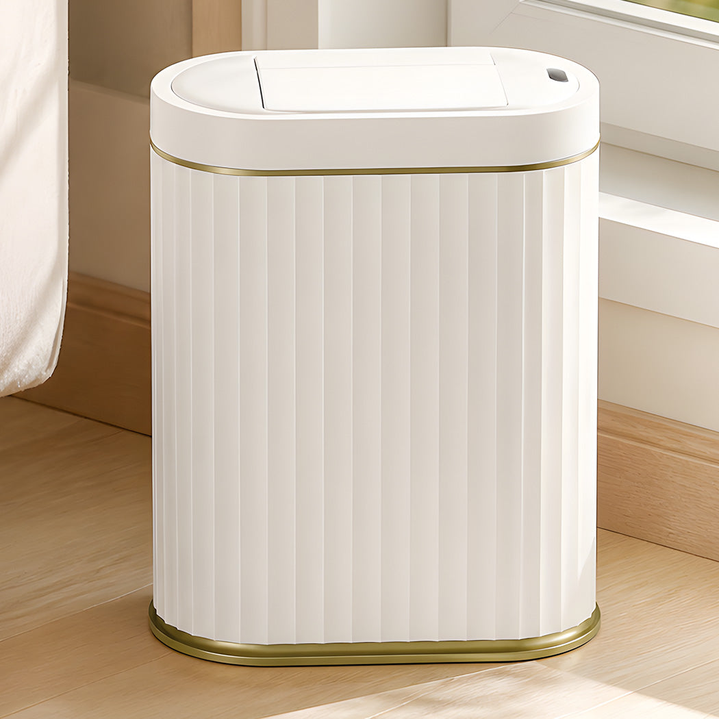 Toque Sensor Rubbish Bin Automatic Touchless 7L Butterfly Lid Bathroom White-2109799595943596039