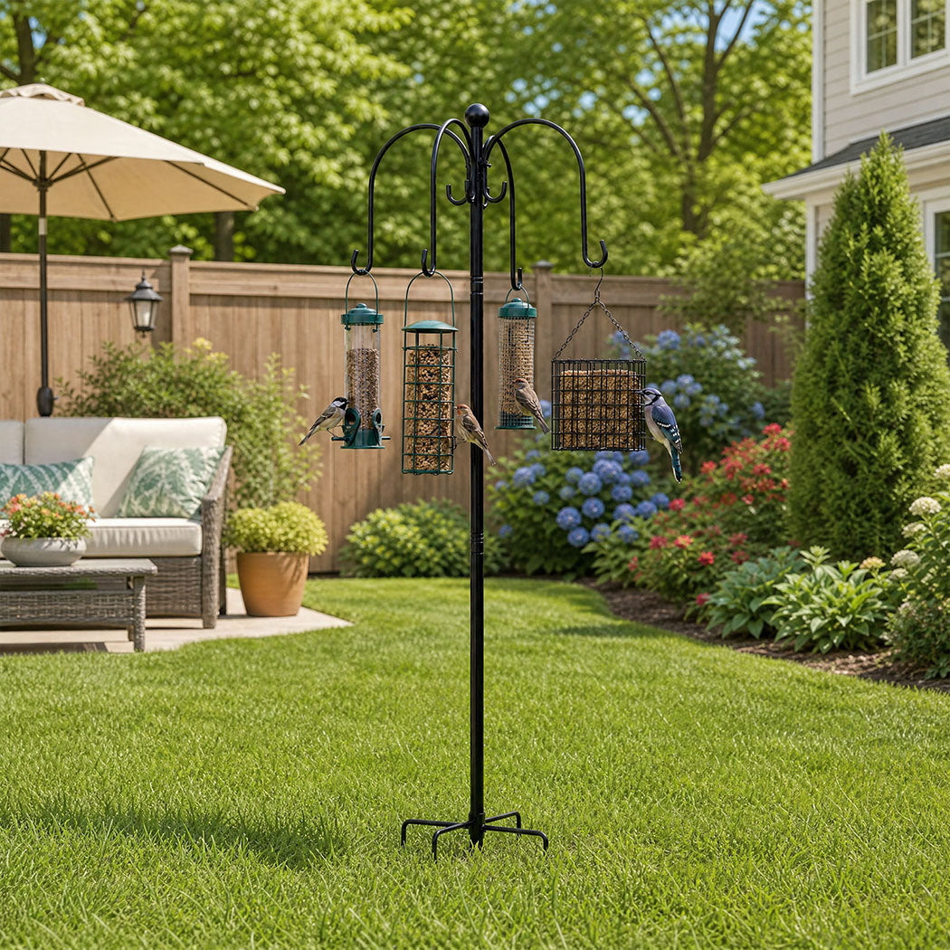 Toque Bird Feeder Pole Station Hanging Stand Adjustable 8 Hooks Outdoor 224cm-2061251870785146886