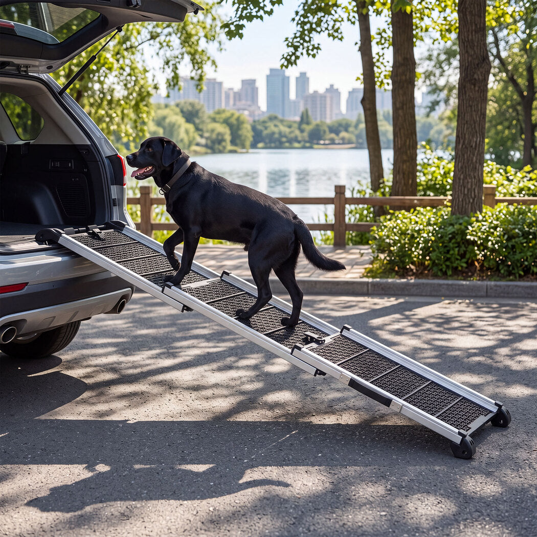 PaWz Dog Ramp Foldable Extendable with Reflective Strips Non Slip for Car Black-2109799598351126535
