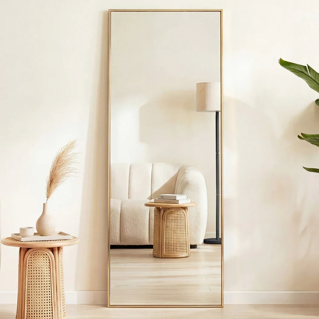 Yezi Rectangular Full Length Mirror 165x60cm Gold Standing Floor Wall Leaning-2050059008483659782