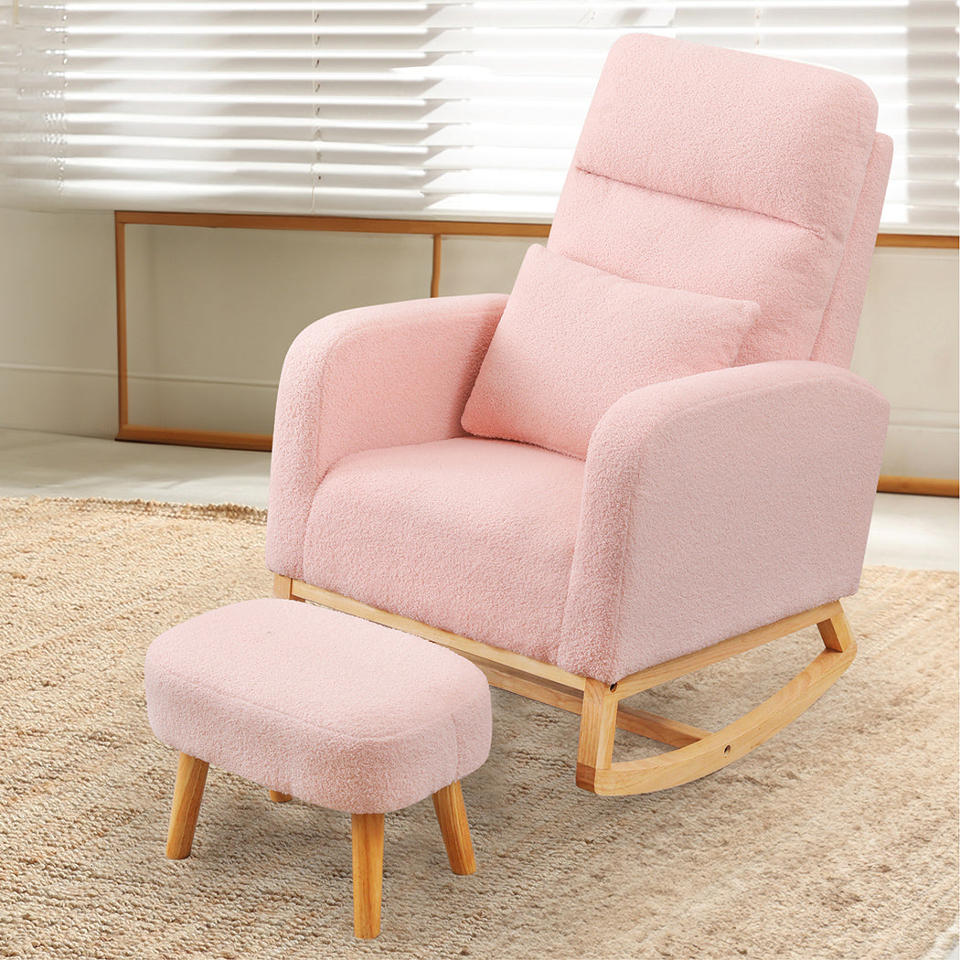 Levede Rocking Chair Ottoman Footrest With Side Pocket-1894516801254068231