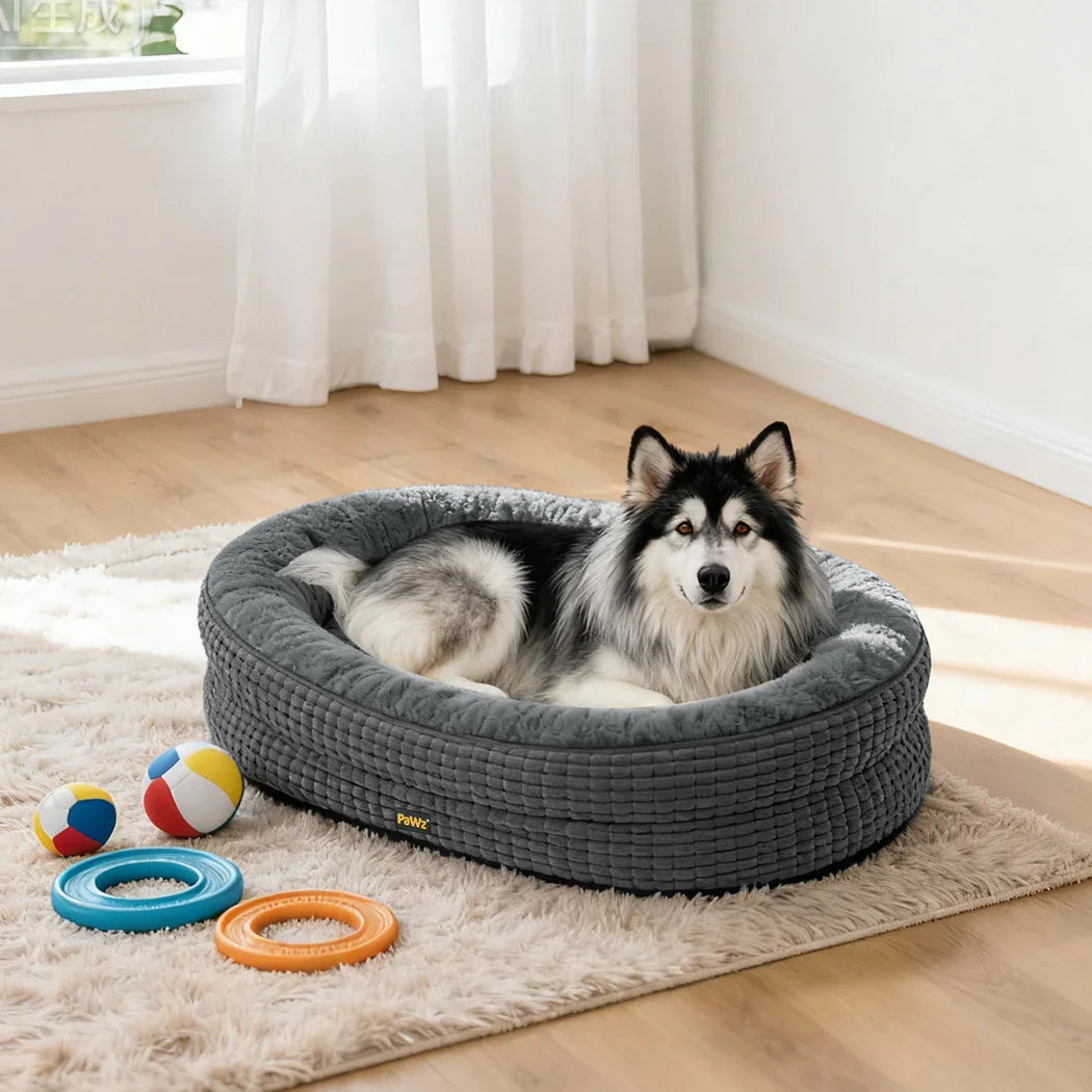 Pawz Orthopedic Plush Dog Bed Soft Washable Pet Bed Grey Cosy Cushion XXXL Size-2050056795103301638