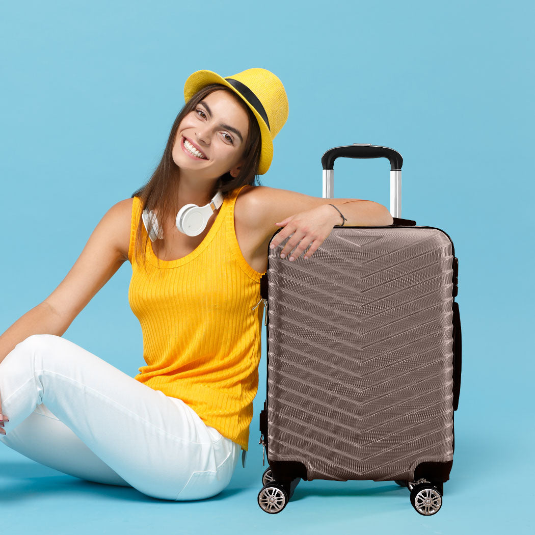 Slimbridge 20" Carry On Travel Luggage Coffee 20 inch-2006733061617750022