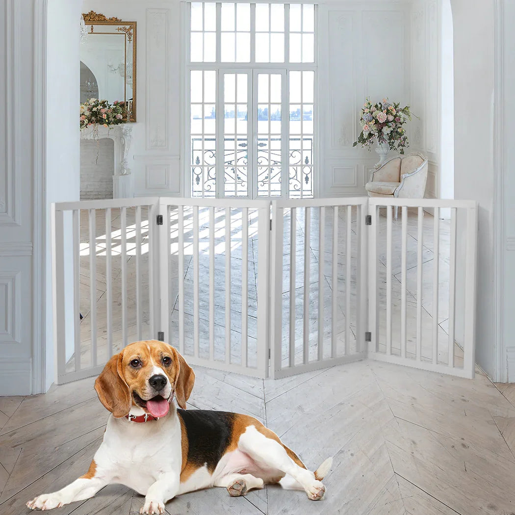 Wooden Pet Gate Dog Fence Retractable White 600x 3MM-2006732964024684550