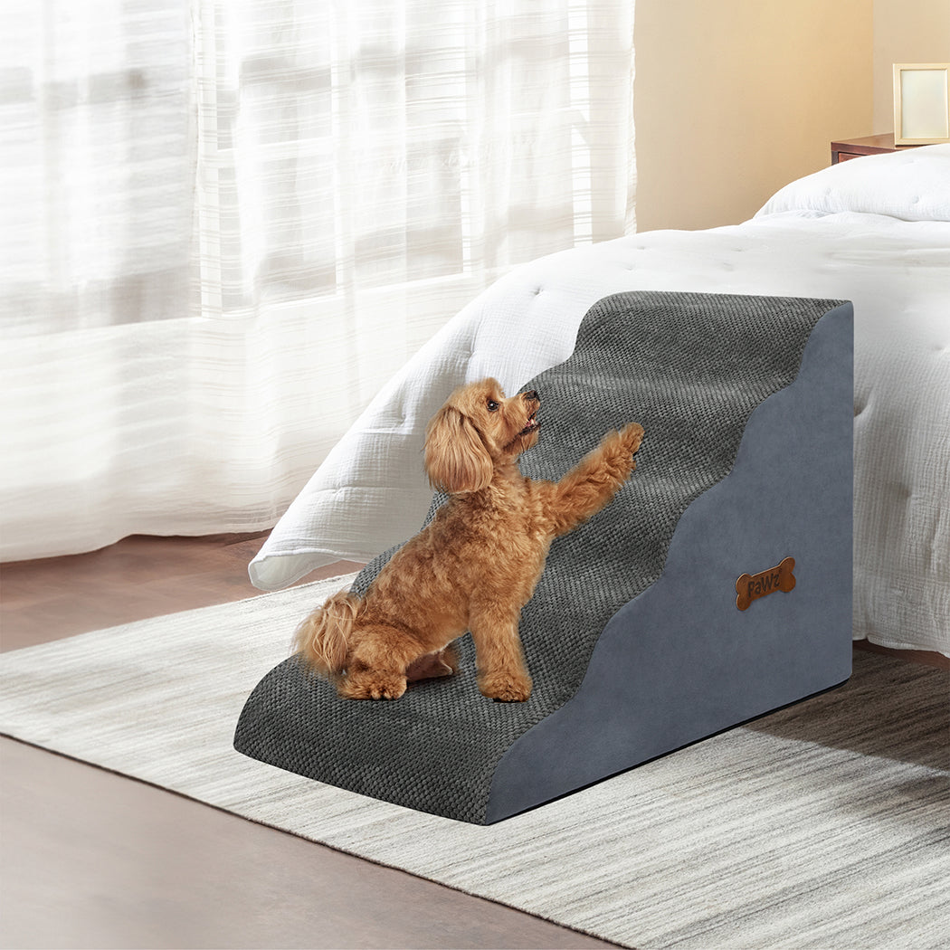 Pawz 5 Steps Pet Stairs Dog Ramp High Density Foam Grey-1919278361910317062