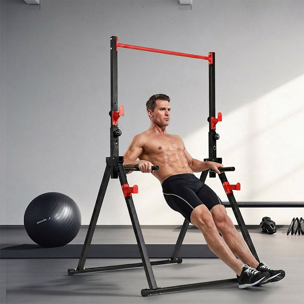 Centra Foldable Power Tower Pull Up Dip Station Adjustable Height Home Gym 220kg-2072893534834397190