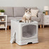 Pawz Large Cat Litter Box Foldable Top Entry Covered Litter Tray Scoop Grey-2050056785414459398
