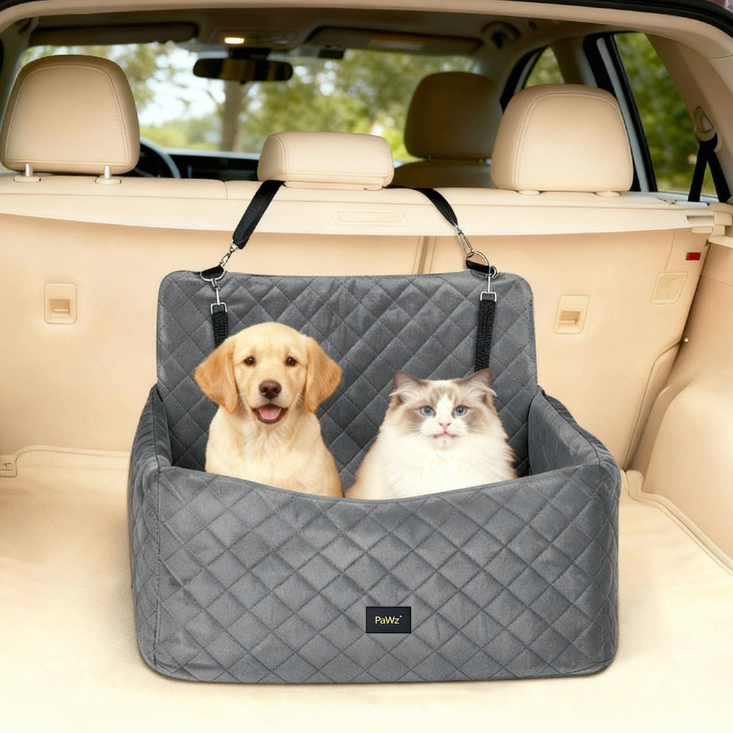Pawz Dog Car Seat Booster with Safety Belt  Leashes  for Large Sized Dogs Grey-2100034987809181702