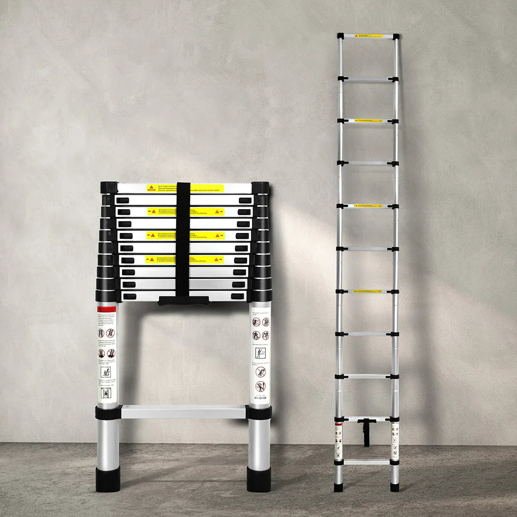 Traderight Multipurpose Ladder Telescopic 3.2M Silver 3.2 Meter-2018816847440384006