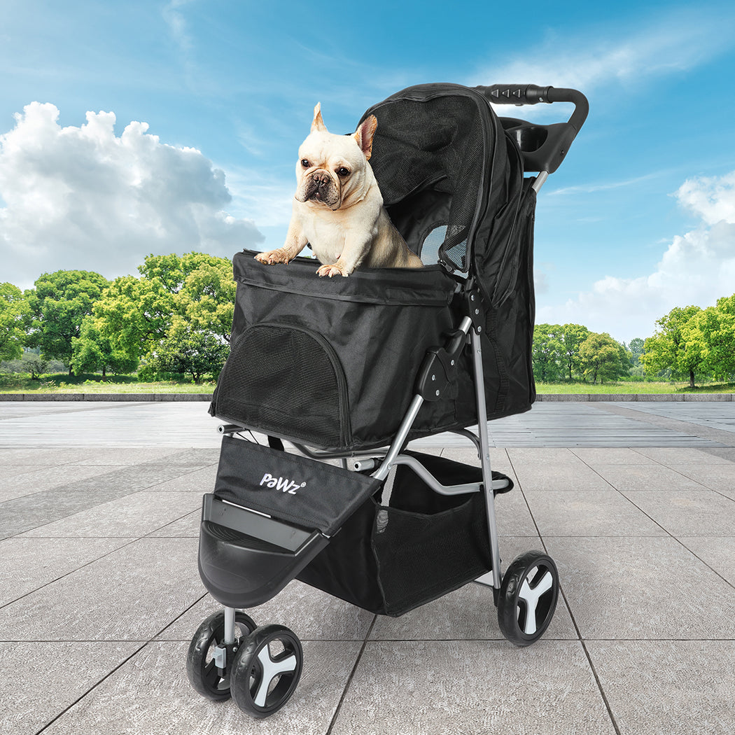 PaWz Large Pet Stroller Dog Cat Carrier Black-1864184623848886278