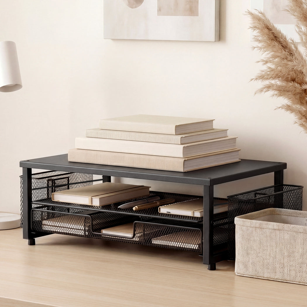 Levede Monitor Stand Riser Metal Computer Desk Organizer Shelf Drawer Pen Holder-2072893559228469254