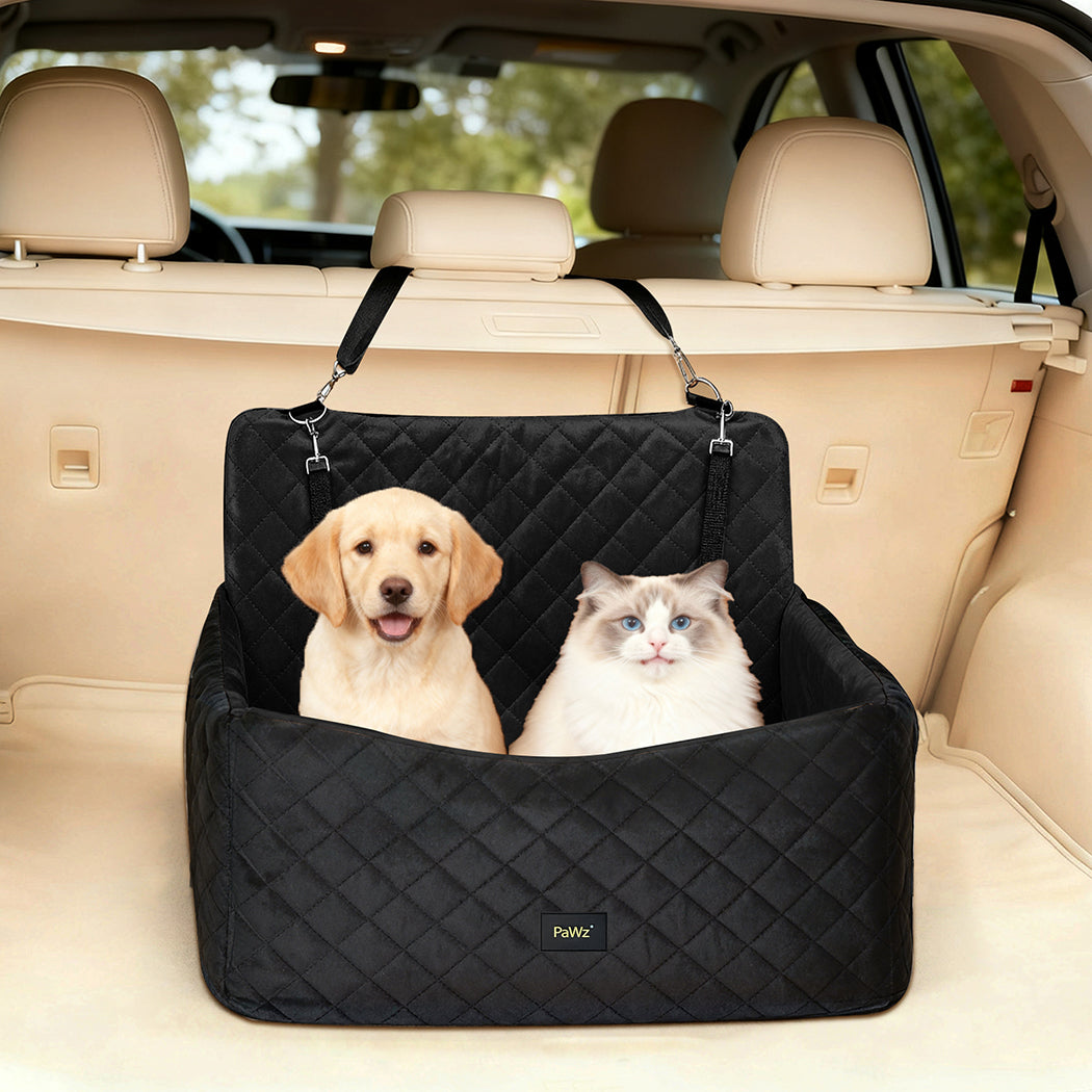 Pawz Dog Car Seat Booster with Safety Belt  Leashes  for Large Sized Dogs Black-2100034987414917126