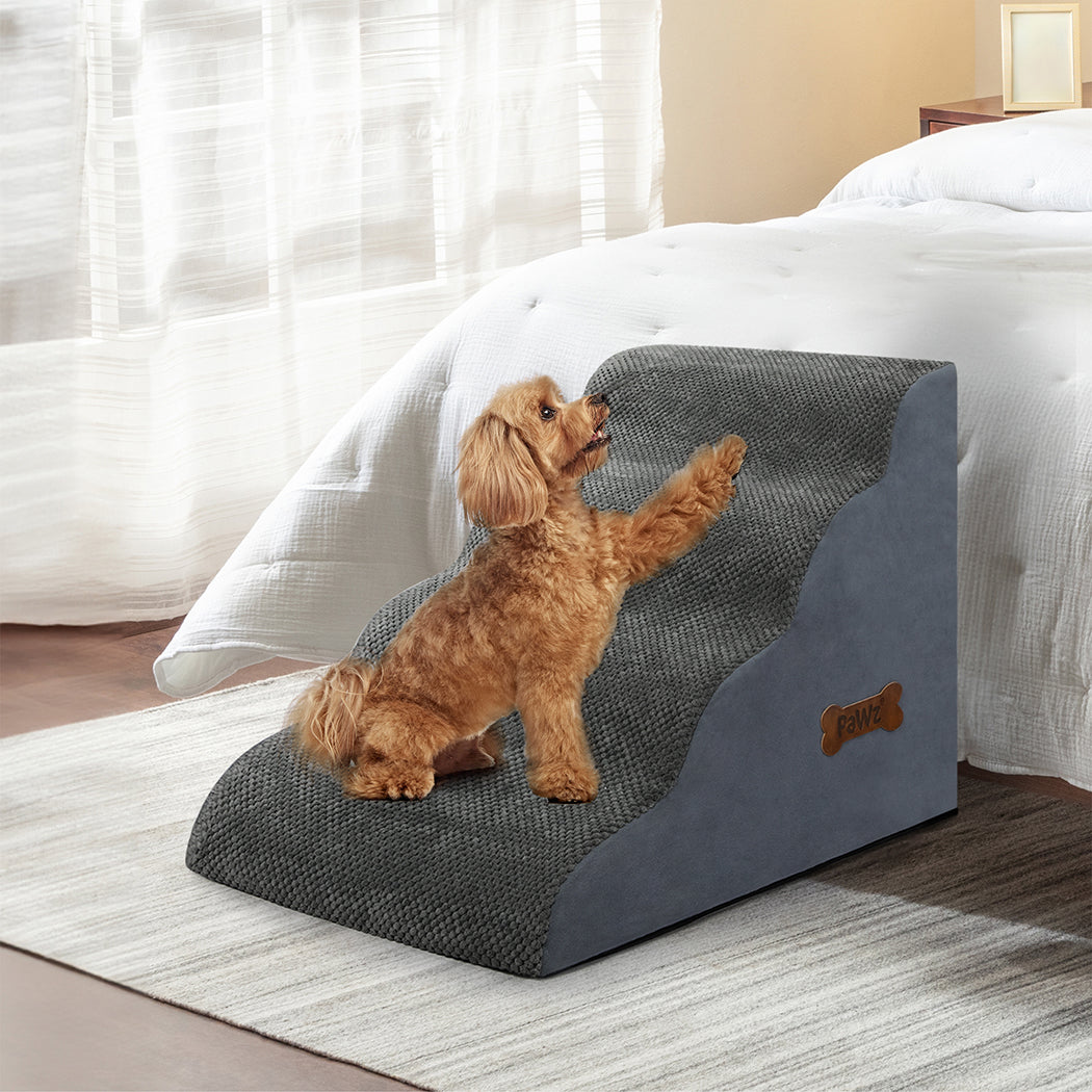 Pawz 4 Steps Pet Stairs Dog Ramp High Density Foam Grey-1919278361717379078