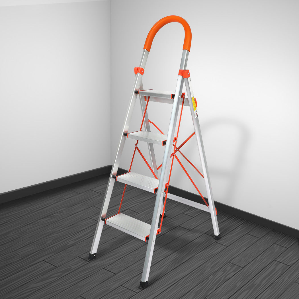 Traderight 4 Step Ladder Folding Aluminium-1864184279769157638