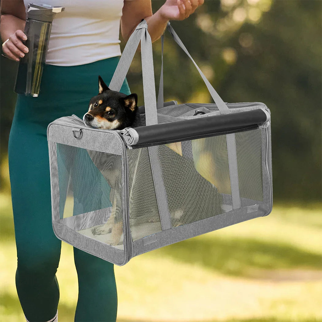 Pawz 3 in 1 Pet Soft Crate Dog Cat Carrier L Size Grey-2006732694511292422