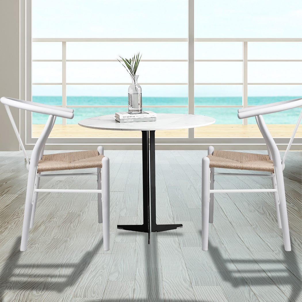 Levede 8x Dining Chairs Wooden Hans White-2006732723414241286