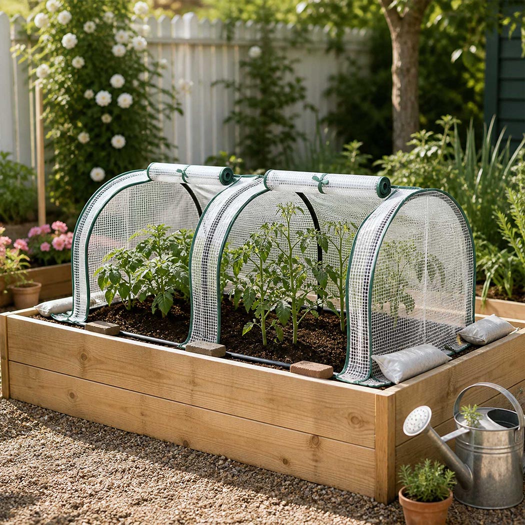 Lambu Mini Greenhouse Dual Zone PE Cover Tunnel Frame for Garden Transparent-2109799597935890439