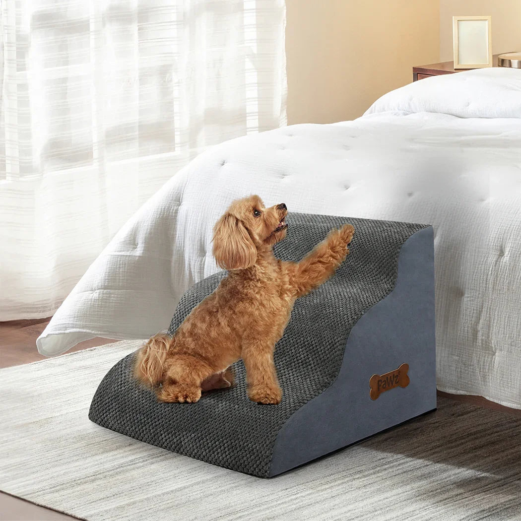 Pawz 3 Steps Pet Stairs Dog Ramp High Density Foam Grey-2029387207948767238
