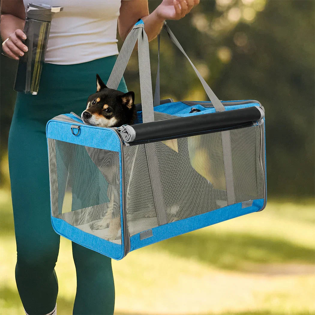 Pawz 3 in 1 Pet Soft Crate Dog Cat Carrier L Size Blue-2018816713046495238